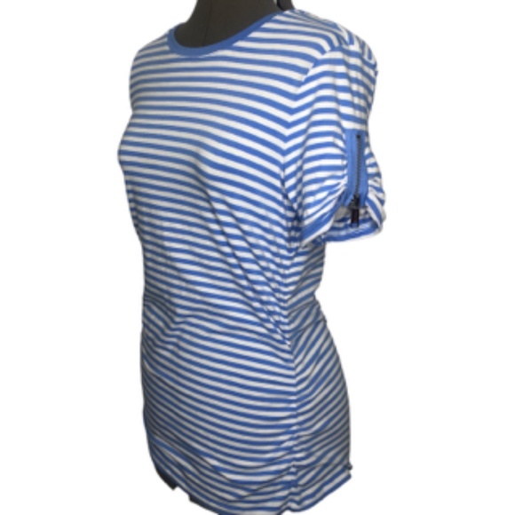 MICHAEL Michael Kors Zip Short Sleeve Scoop Neck Top Size L - Picture 2 of 9